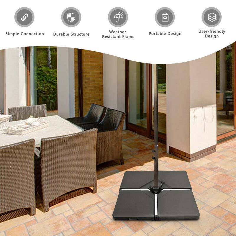 4 Pcs 238 Lbs Water Sand Filled Square Patio Umbrella Base for Cantilever Offset Umbrella