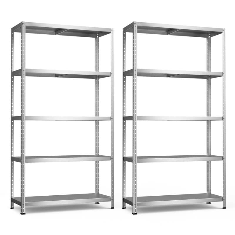 Silver 39" x 16" x 74" 5-Tier Heavy Duty Metal Storage Shelving Unit, Multi-Use Storage Racks Utility Shelves
