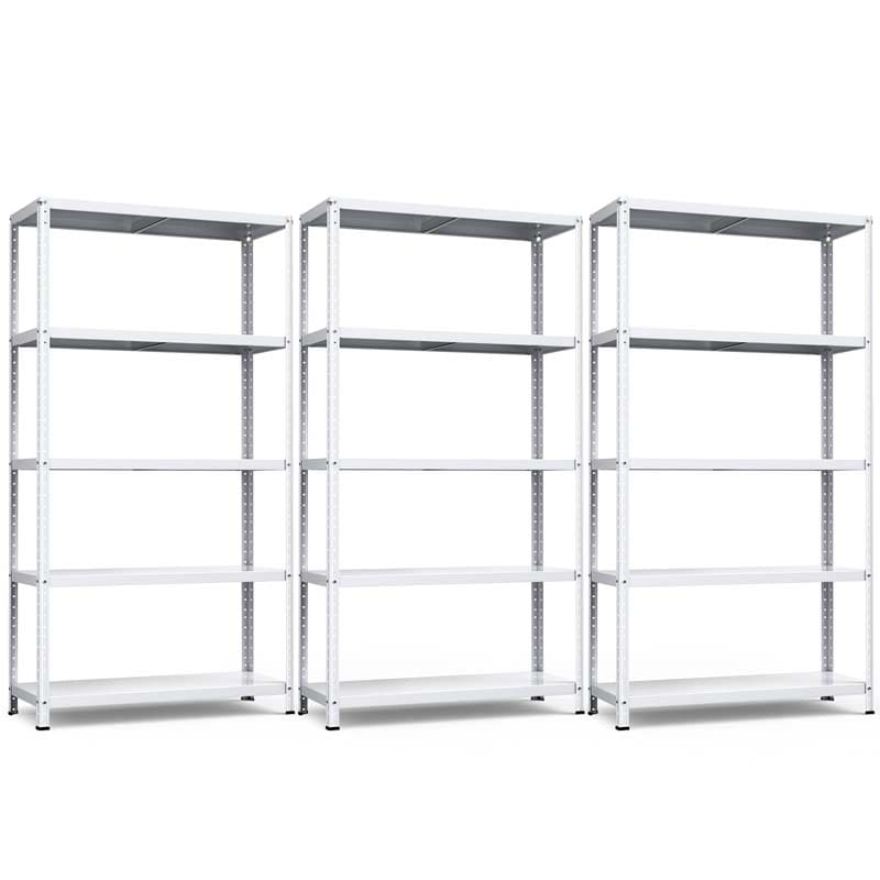 White 39" x 16" x 74" 5-Tier Heavy Duty Metal Storage Shelving Unit, Multi-Use Storage Racks Utility Shelves