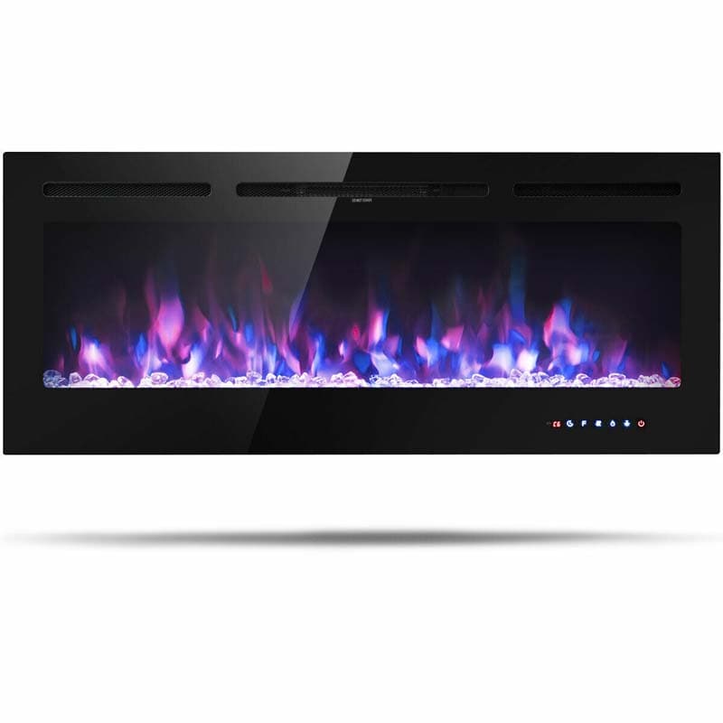 50" Ultra-Thin Recessed Electric Fireplace Insert, 1500W Wall-mounted Fireplace Heater with 9 Flame Colors
