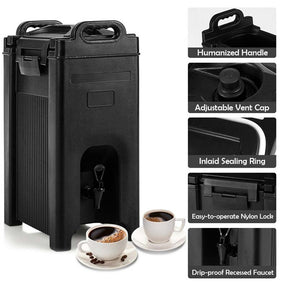 5 Gallon Insulated Beverage Server Dispenser Carrier with Seamless Double Walled Shell, Spring Action Faucet
