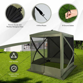 6.7 x 6.7 FT Foldable Pop-Up Camping Gazebo with Netting & Carry Bag, Portable Screen Tent Instant Canopy Shelter