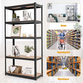 Black 30" x 12" x 60" 5-Tier Storage Shelving Unit, 2000 lbs Capacity Heavy Duty Metal Utility Shelves, Adjustable Storage Racks