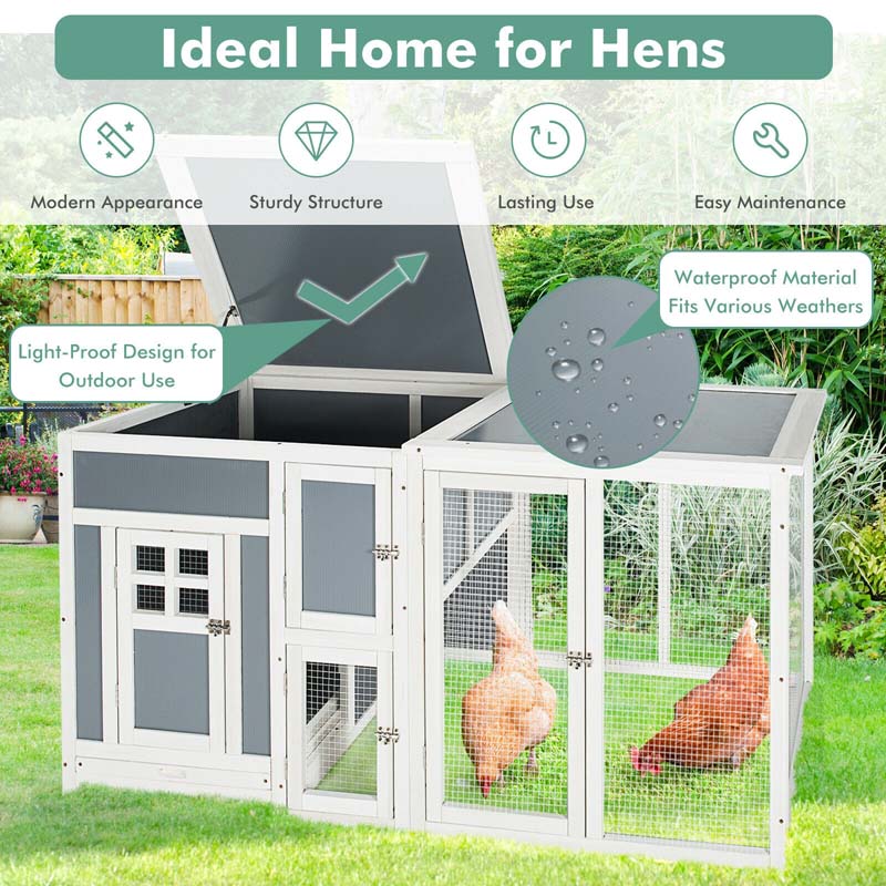 63" Large Wooden Chicken Coop Hen House Rabbits Hutch with Nesting Box, Indoor Outdoor Pet House for Rabbits Chicken