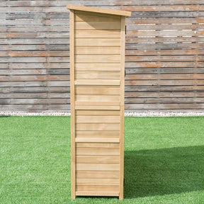 65" Wooden Storage Shed Outdoor Garden Tool Storage Cabinet with Lockable Doors