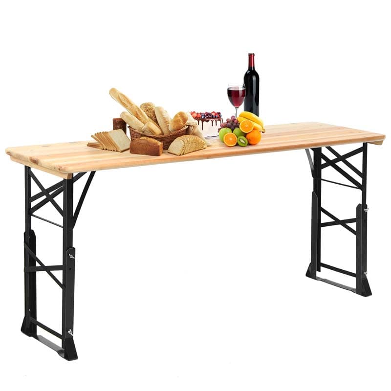 Canada Only - 66.5'' Outdoor Wood Folding Picnic Table with Umbrella Hole