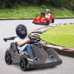 Kids Ride On Go Kart 6V Battery Powered 4 Wheel Racer RC Toy Car with Bumper & Music