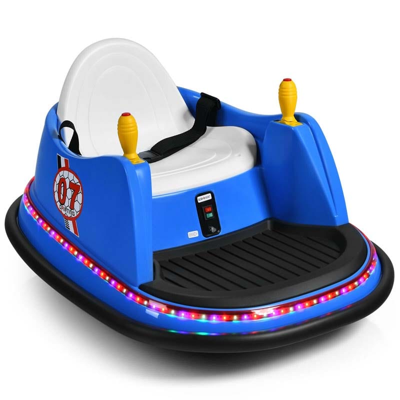 6V Kids Ride On Bumper Car 360-Degree Spin Race Toy with Dual Joysticks, Flashing LED Light, Remote Control