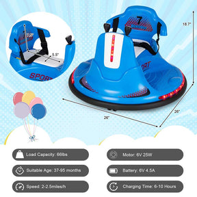 12V Electric Ride on Bumper Car for Kids, Battery Powered Race Car Bumping Toy with 360 Degree Spin