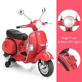6V Kids Ride on Vespa Scooter Battery Powered Electric Riding Toy Motorcycle with Training Wheels