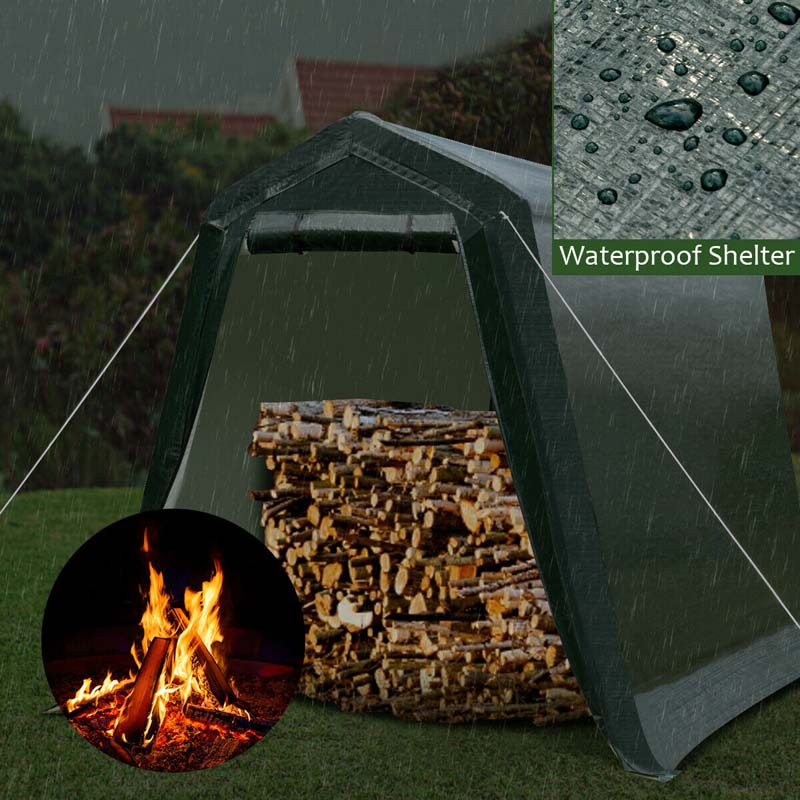 6 x 8 FT Heavy Duty Steel Enclosed Carport Car Tent Canopy Outdoor Garage Storage Shelter Shed with Waterproof Ripstop Cover