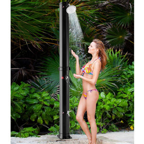 7.2 FT 10 Gallon Solar-Heated Outdoor Shower, 360° Swivel Shower Head Freestanding Shower for Poolside Beach