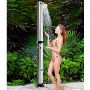 7.2 FT 10 Gallon Solar-Heated Outdoor Shower, 360° Swivel Shower Head Freestanding Shower for Poolside Beach