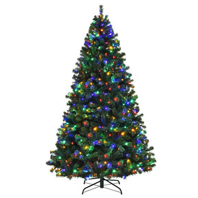 7.5 FT Pre-Lit Artificial Spruce Christmas Tree with 550 Multicolor Lights & 1075 Hinged Branch Tips