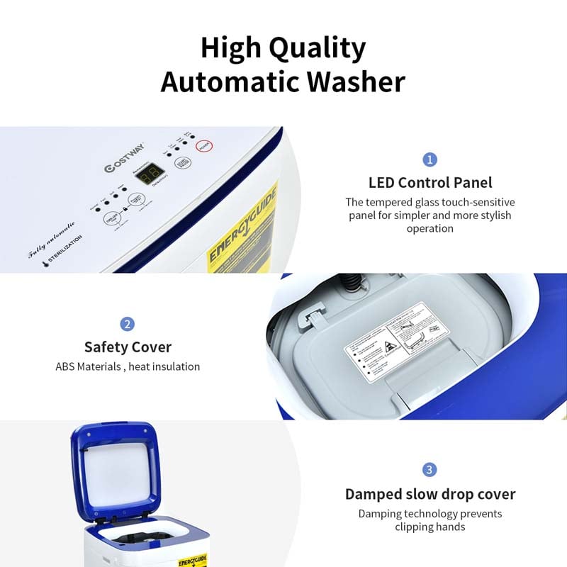 7.7lbs Full Automatic Washing Machine w/Heating Function, Portable Washer & Spinner Combo Built-In Drain Pump