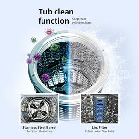 7.7lbs Full Automatic Washing Machine w/Heating Function, Portable Washer & Spinner Combo Built-In Drain Pump