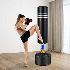 70" Freestanding Punching Bag 220lbs Heavy Boxing Bag with Gloves, Shock Absorber, 12 Suction Cup Base