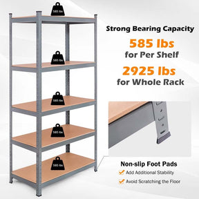36" x 18" x 72" 5-Tier Storage Shelving Unit Adjustable Bolt-Free Utility Shelf Heavy Duty 2925LBS Garage Shelves