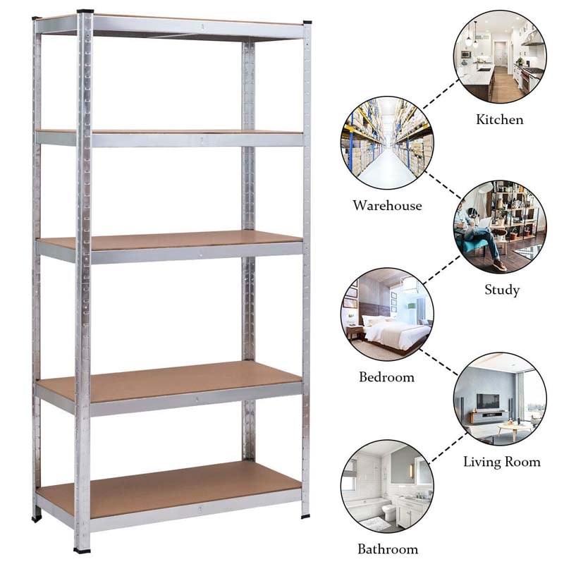 72" x 16" x 36" 5-Tier Storage Shelves Garage Shelving Units Adjustable Tool Utility Shelves Metal Storage Racks