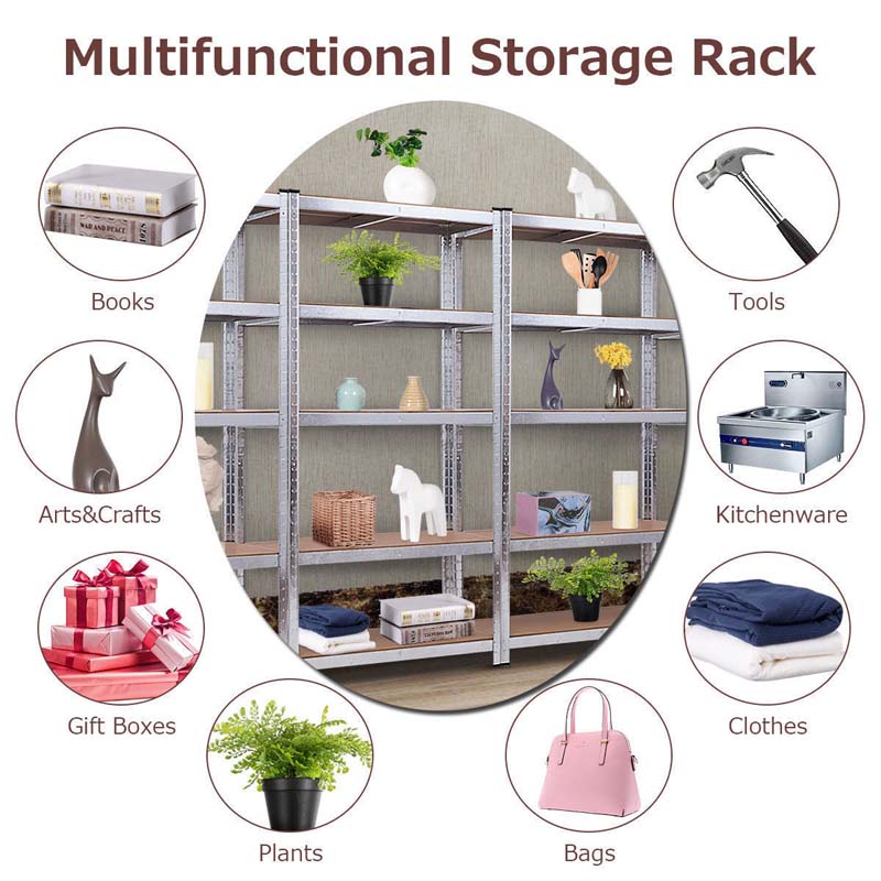 72" x 16" x 36" 5-Tier Storage Shelves Garage Shelving Units Adjustable Tool Utility Shelves Metal Storage Racks