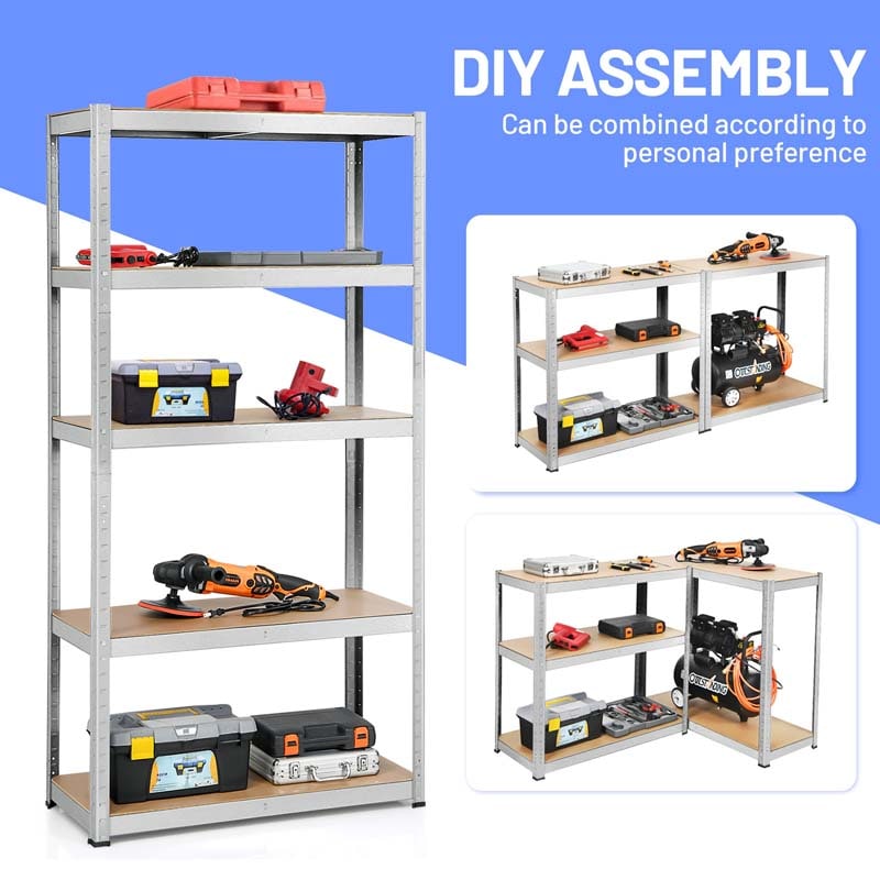 72" x 16" x 36" 5-Tier Storage Shelves Garage Shelving Units Adjustable Tool Utility Shelves Metal Storage Racks