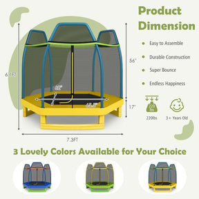 7 FT ASTM Certified Kids Trampoline Recreational Bounce Jumper with Safety Enclosure Net