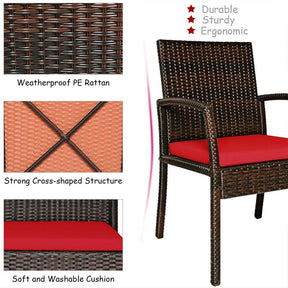 Canada Only - 7 Pcs Cushioned Rattan Patio Dining Set with Umbrella Hole