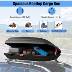 8.83 Cubic Feet Heavy Duty Hard Shell Rooftop Cargo Carrier Car Roof Rack Storage Box for Vans SUVs