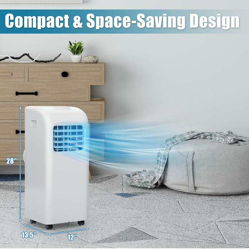 8000 BTU 3-in-1 Portable Air Conditioner with Air Cooling Fan, Dehumidifier Function, Sleep Mode, Remote Control