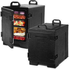 81 QT End-Loading Insulated Food Pan Carrier for 5 Full-Size Pans, LLDPE Portable Food Warmer with Fastener