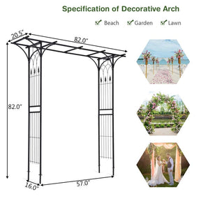 82'' x 20.5'' Wedding Metal Arbor Garden Arch Trellis for Rose Vines Plant Climbing, Outdoor Gardening Walkway Arches