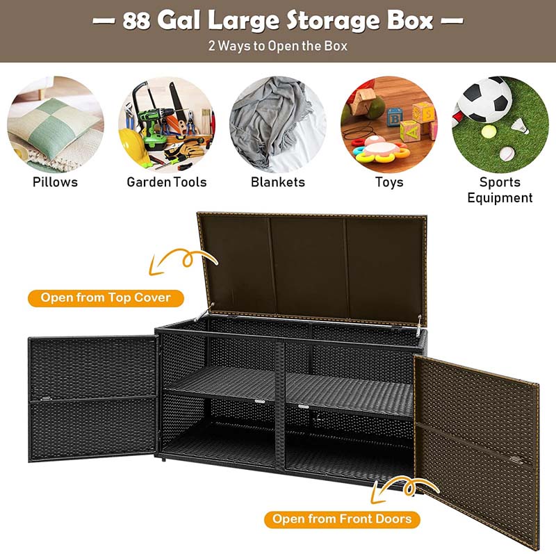 Canada Only - 88 Gallon Rattan Patio Storage Container Box
