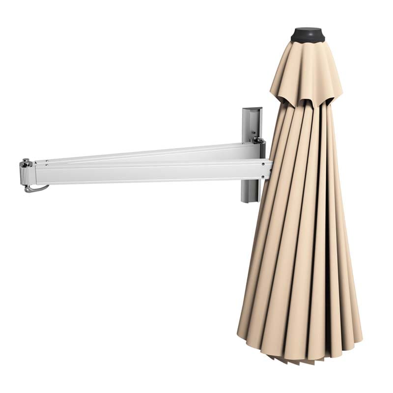 8 FT Patio Wall Mounted Umbrella with Adjustable Pole, Outdoor Tilting Sunshade Umbrella with Wind Vent