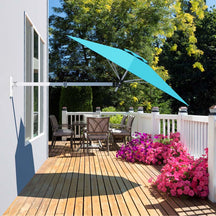 8 FT Patio Wall Mounted Umbrella with Adjustable Pole, Outdoor Tilting Sunshade Umbrella with Wind Vent