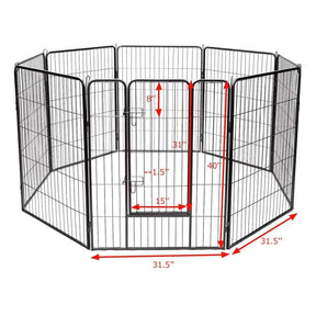 40" 16/8 Panel Pet Playpen with Door, Foldable Dog Exercise Pen, Metal Dog Puppy Cat Fence Barrier Kennel