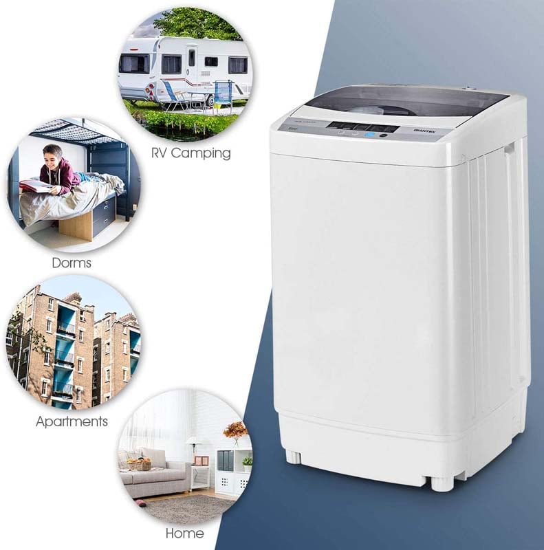 9.92 LBS Portable Washing Machine Built-in Drain Pump, Top Load All In One Washer Dryer Combo for RV Dorm