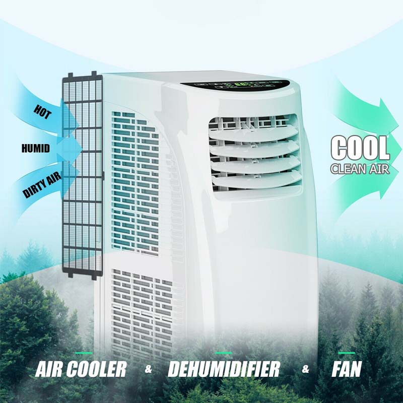 3-in-1 8000 BTU Portable Air Conditioner Cooler Fan with Dehumidifier Function & Sleep Mode