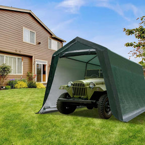 8 x 14 FT Heavy Duty Steel Enclosed Carport Car Tent Canopy Outdoor Garage Storage Shelter Shed with Waterproof Ripstop Cover