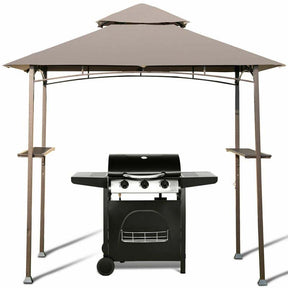 8 x 5 FT 2-Tier Outdoor Patio Grill Gazebo BBQ Canopy Tent Grill Shelter with Hooks & Bottle Opener