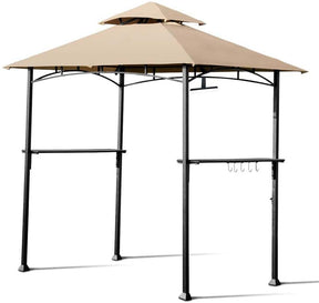 8 x 5 FT Outdoor Patio Grill Gazebo BBQ Canopy Tent Grill Shelter with LED Lights & 2-Tier Air Vent Roof