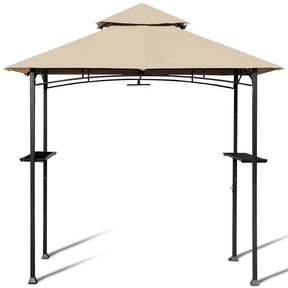 8 x 5 FT Outdoor Patio Grill Gazebo BBQ Canopy Tent Grill Shelter with LED Lights & 2-Tier Air Vent Roof