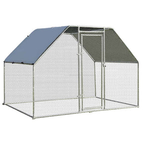 9.5' x 6.5' x 6' Galvanized Metal Large Walk-in Chicken Coop Cage Runs Hen House with Cover & Lockable Door