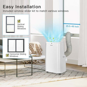 9000 BTU 3-in-1 Portable Air Conditioner Air Cooler Fan Dehumidifier with Remote Control, Auto Swing Function