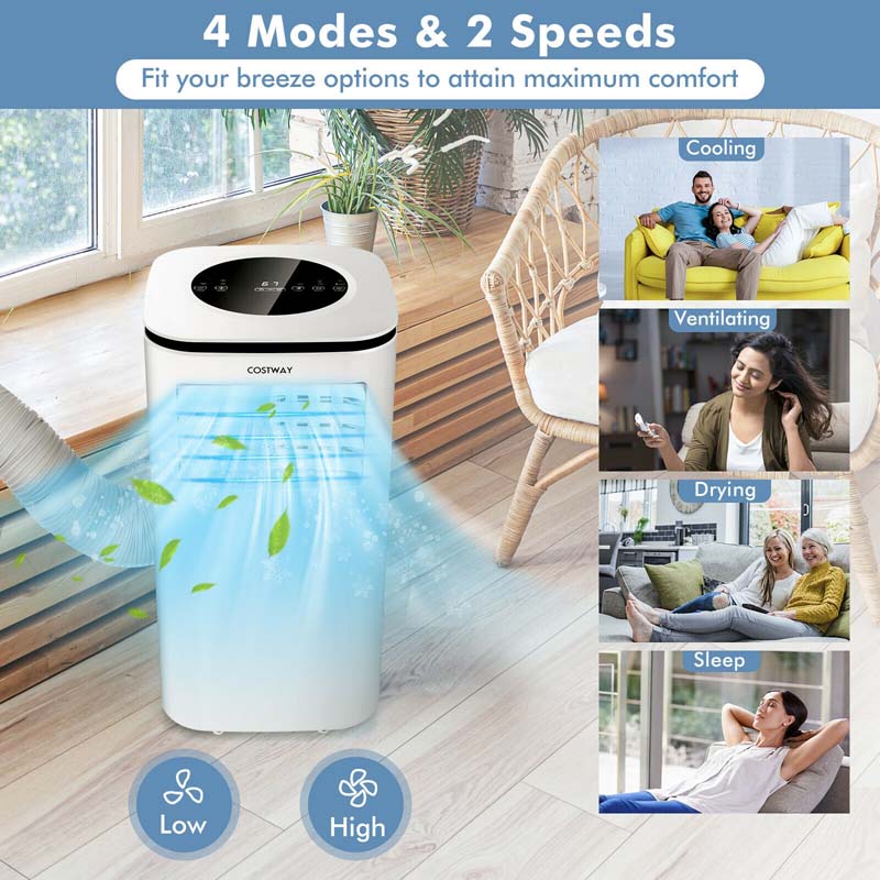 9000 BTU 3-in-1 Portable Air Conditioner Air Cooler Fan Dehumidifier with 4 Modes & 2 Speeds, 24H Timer