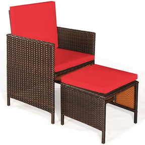 Canada Only - 9 Pcs Rattan Patio Dining Table Set with Cushioned Chairs