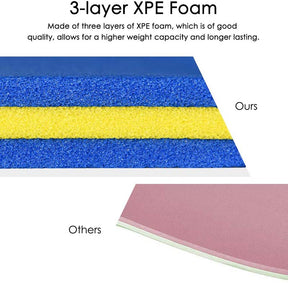 18 x 6 FT Floating Water Pad, 3-Layer XPE Foam Water Mat with Rolling Pillow, Floating Island for River Lake Ocean
