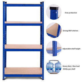 Blue 32" x 16" x 63" 4-Tier Storage Shelving Unit, Heavy Duty Metal Garage Shelf, Adjustable Multi-Use Storage Racks