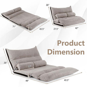 Adjustable Floor Sofa Bed, Foldable Lazy Couch Bed Convertible Sofa Sleeper with 2 Lumbar Pillows