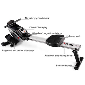 Folding Magnetic Rowing Machine with 8 Level Adjustable Resistance