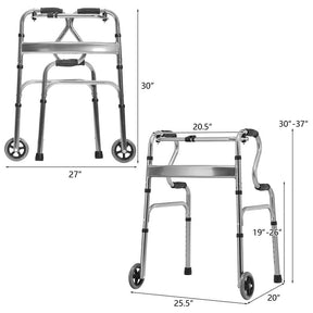 3-in-1 Folding Walker with 5" Wheels & Bi-Level Handrails, 440lbs Heavy Duty Walking Mobility Aid